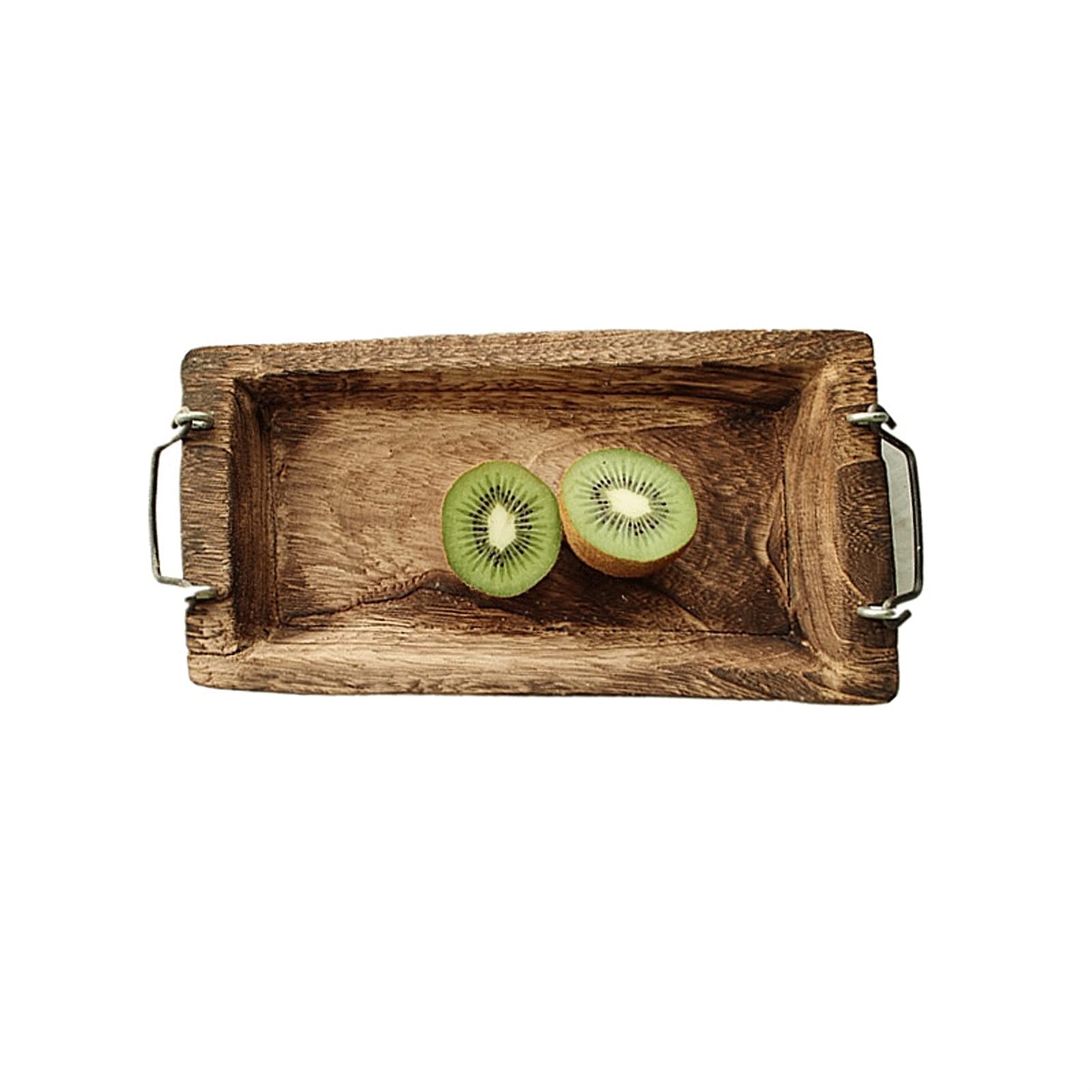 Rustic Rectangular Wooden Fruit Tray - Solid Wood Serving Platter for Tea, Coffee, Snacks & Meals | Medium Size Fruit Bowl for Restaurants, Kitchen & Dining Room Decor | Perfect for Entertaining, Breakfast in Bed & Party Serving