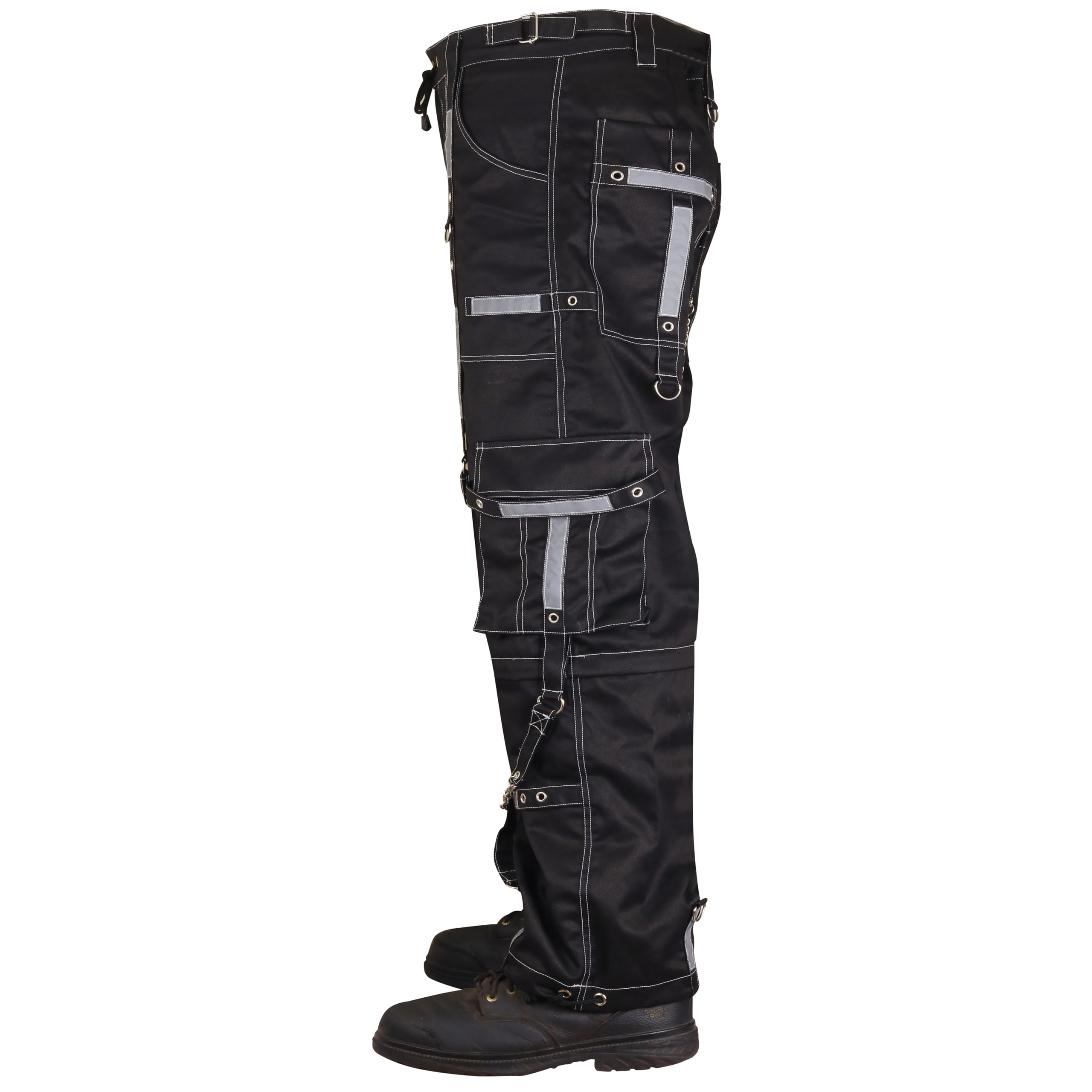 Gothic Punk Rock Emo Bondage Pants for Men - Reflective Alternative Trouser Shorts | Black Small Size | Perfect for Concerts, Raves & Alternative Fashion