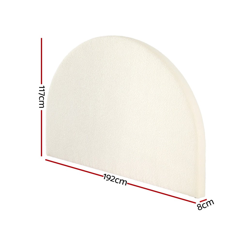 Bouclé Arched King Bed Headboard in White - Luxurious Upholstered Bed Frame for Master Bedroom & Modern Home Decor