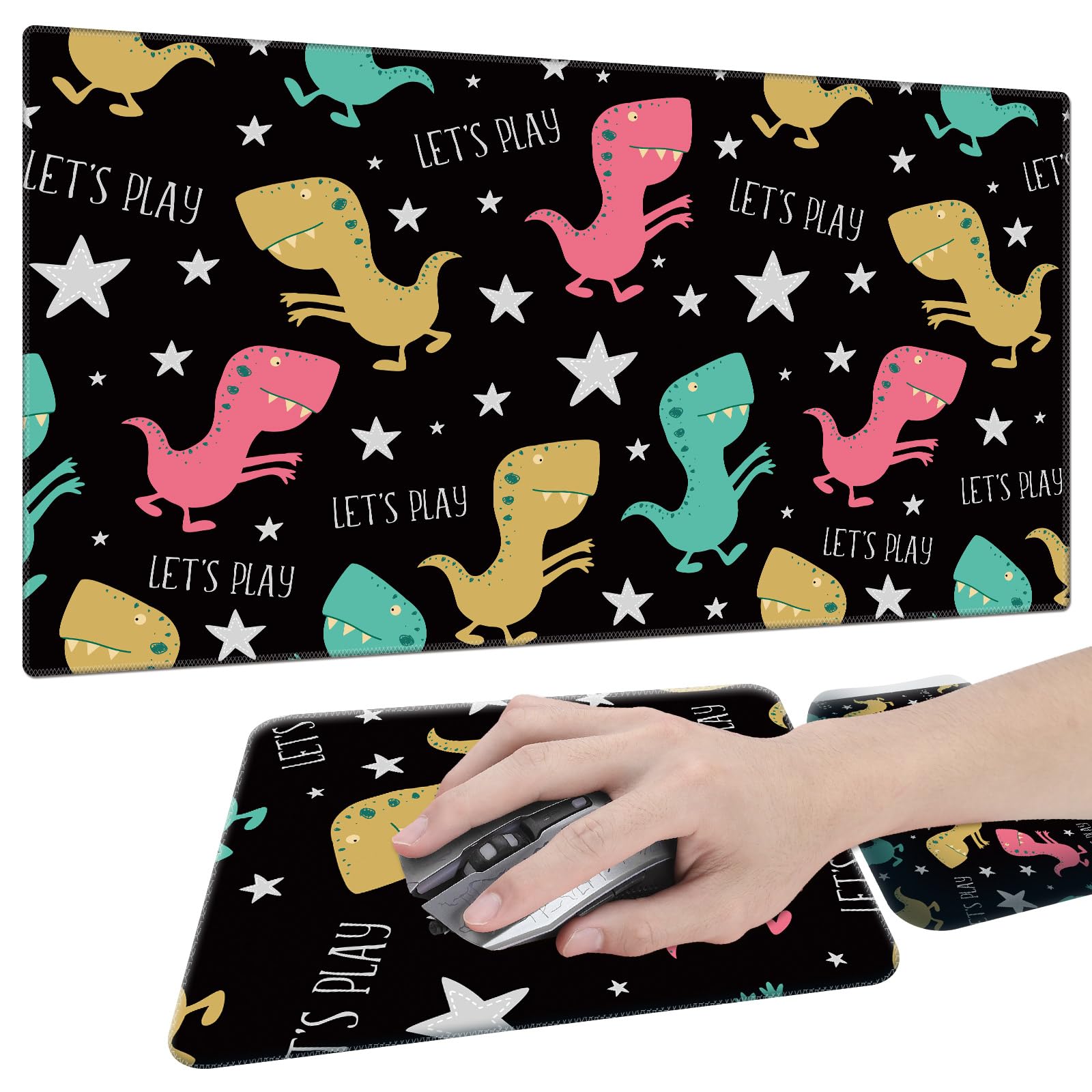 Non-Slip Dinosaur Mouse Pad Set with Wrist Support - Keyboard Pad & Small Mouse Mat for Laptop, Wireless Mouse, Home Office & Travel Use - Cute Dinosaur Design for Comfortable Computer Workstation
