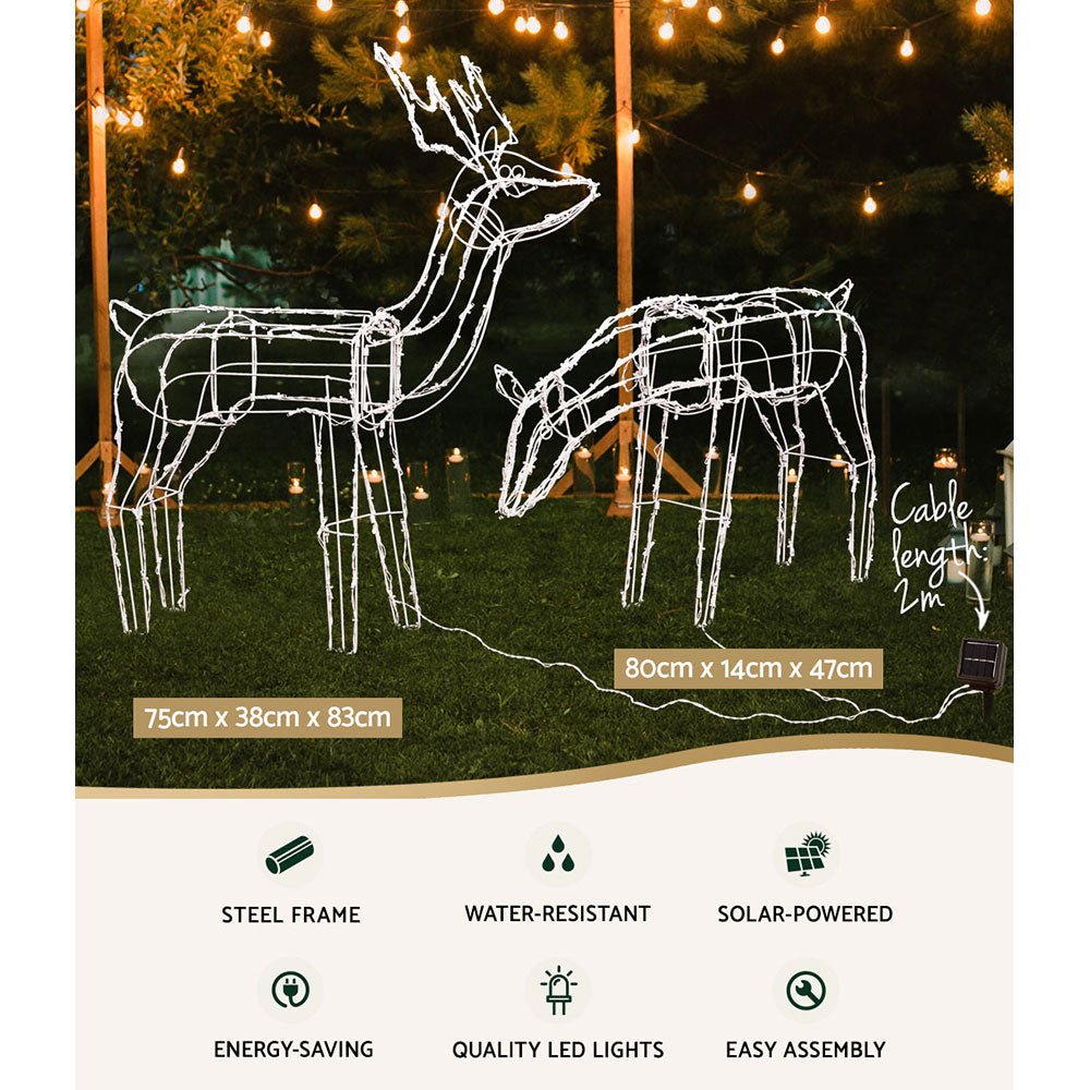 Solar Powered LED Rope Lights with Reindeer Christmas Motif - Waterproof Outdoor Holiday Decor for Garden, Patio & Yard
