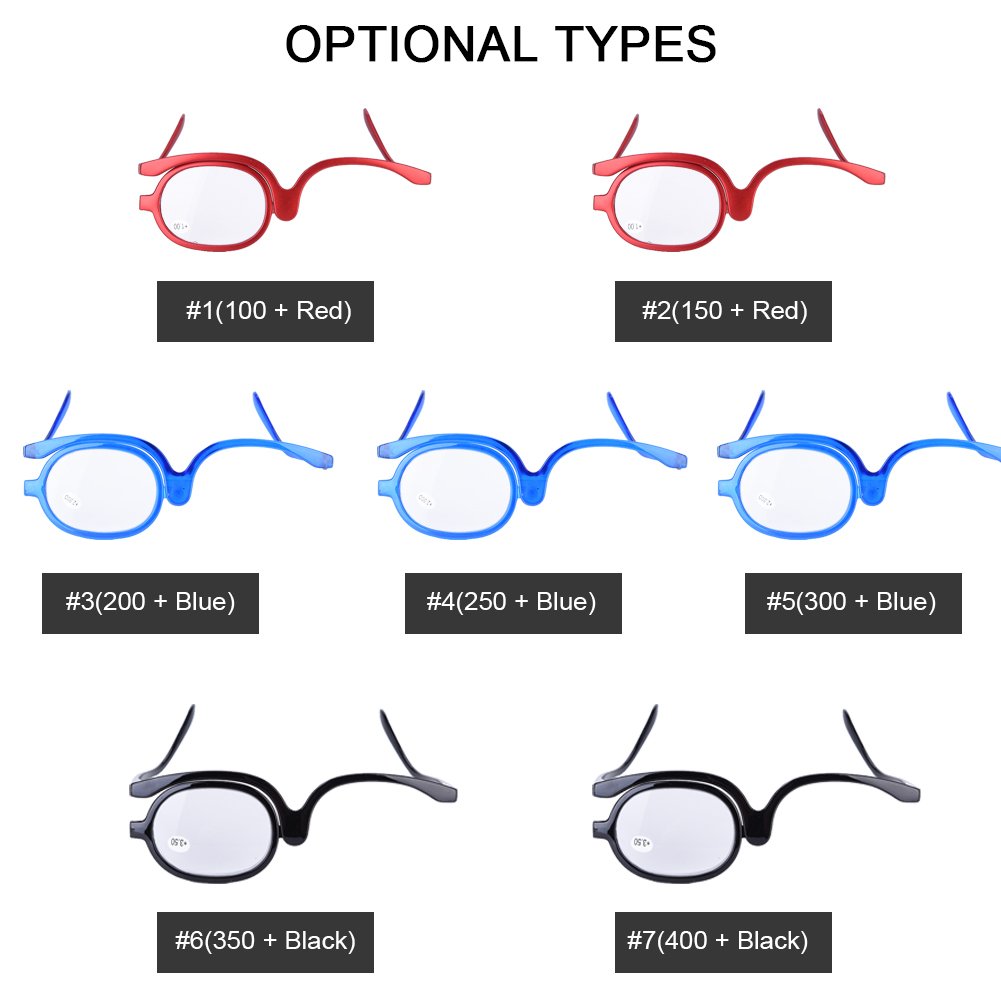 Magnifying Makeup Glasses with Flip-Up Lens - 250% Magnification Blue Cosmetic Eyewear for Precise Eye Makeup Application | Perfect for Eyeliner, Eyeshadow & False Eyelashes Application