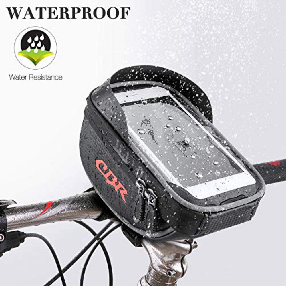 **Waterproof Bike Frame Bag - Top Tube Handlebar Pouch for Cycling with Touch Screen Phone Pocket (Fits Up to 6