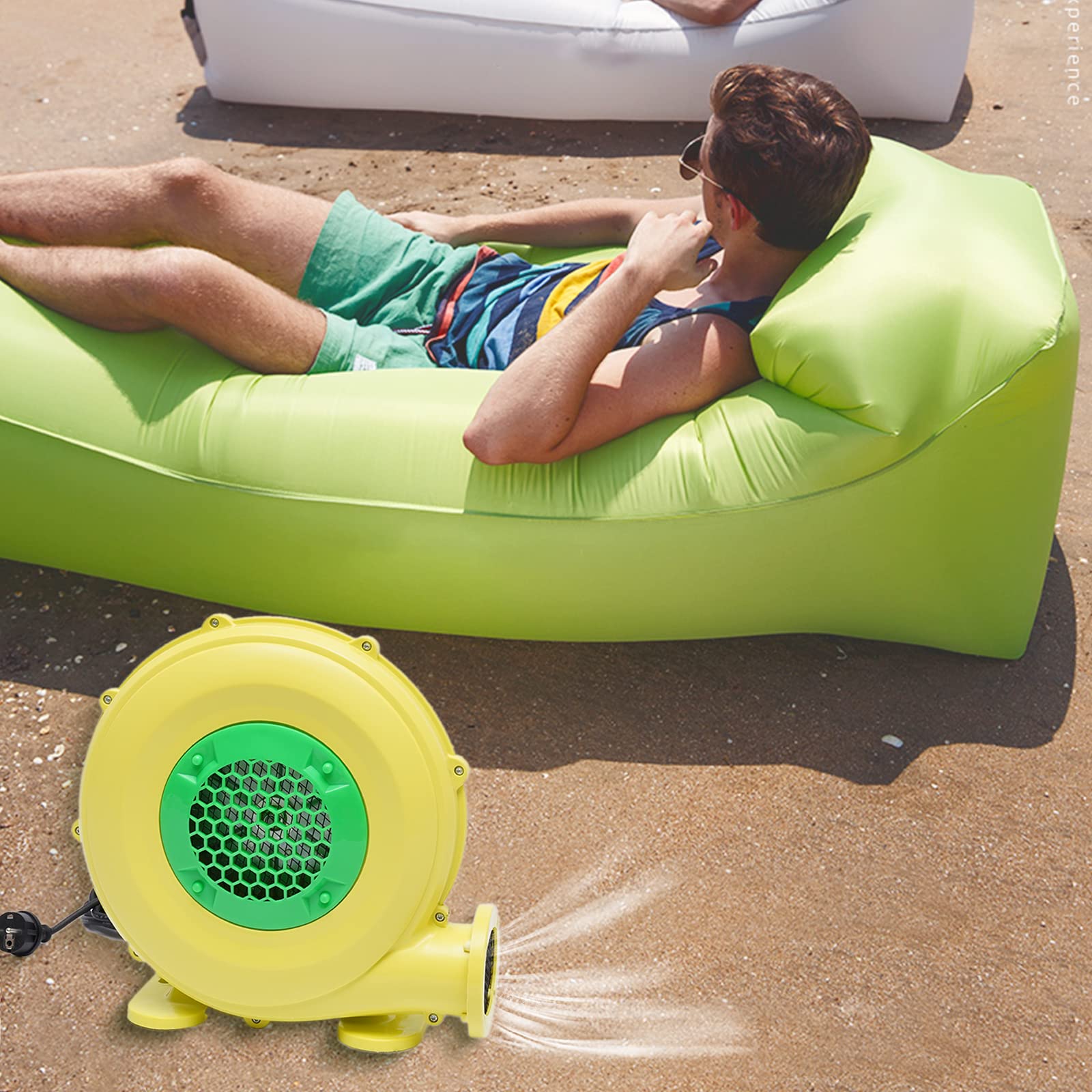 350W Powerful Commercial Air Blower for Bounce Houses, Inflatable Jumpers, Bouncy Castles & Slides - Heavy Duty Yellow Inflatable Blower (0.48HP) - Perfect for Birthday Parties, Carnival Events & Outdoor Inflatable Rentals