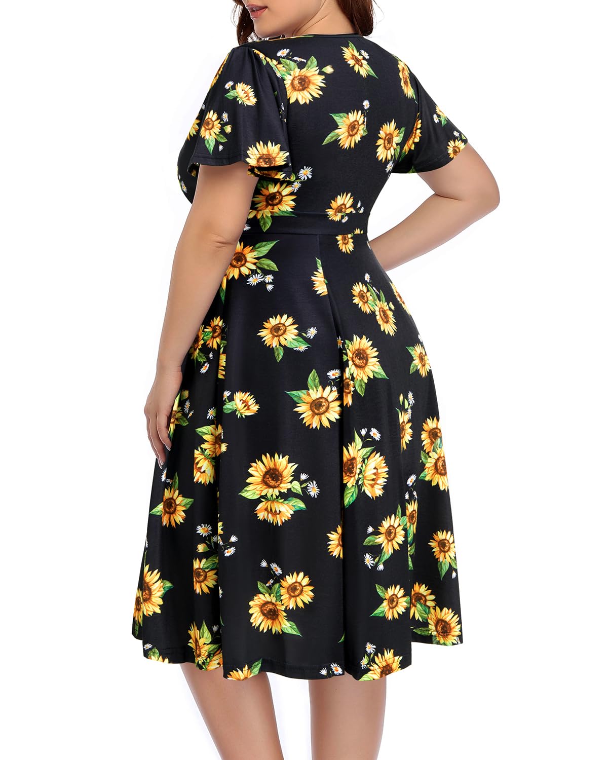 Plus Size Wrap Dress for Women - Elegant Empire Waist Midi Cocktail Dress for Wedding Guest & Semi-Formal Occasions | Flattering Pinup Fashion for Curvy Figures
