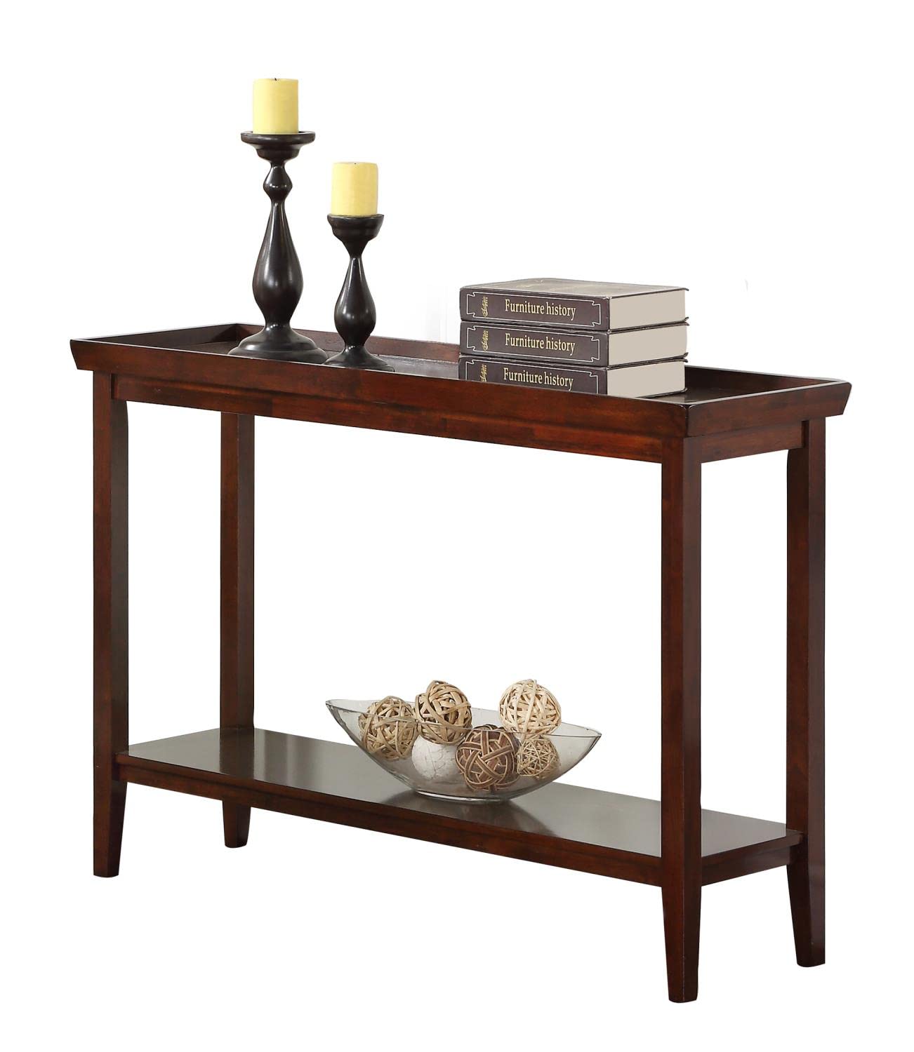 Convenience Concepts Ledgewood Console Table with Shelf - Espresso Finish Entryway Sofa Table for Hallway, Living Room & Bedroom Decor