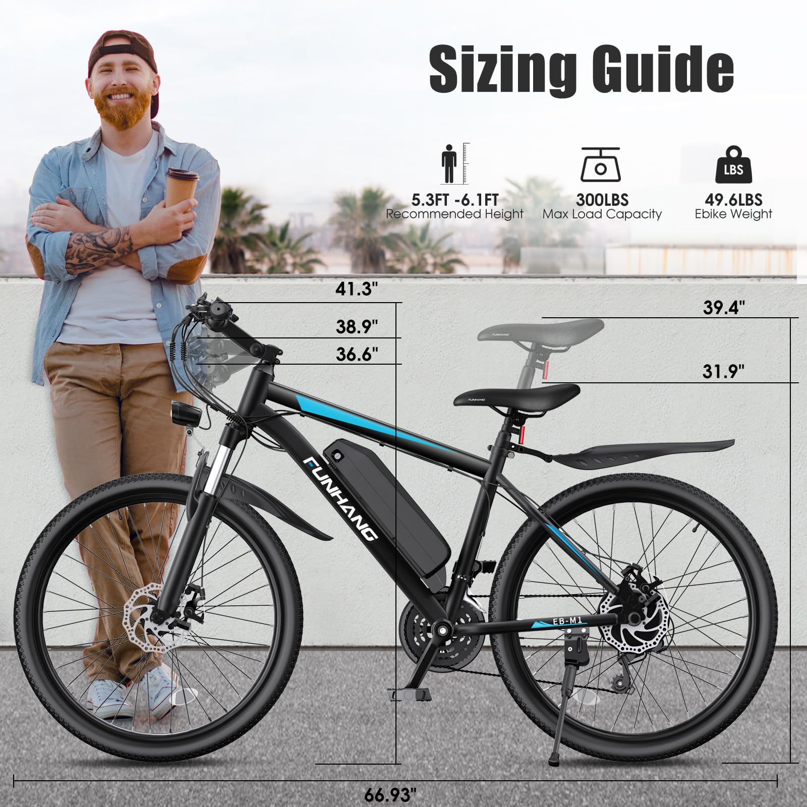 1000W Electric Bike for Adults - 50 Miles Range, 21.7MPH Speed - 26