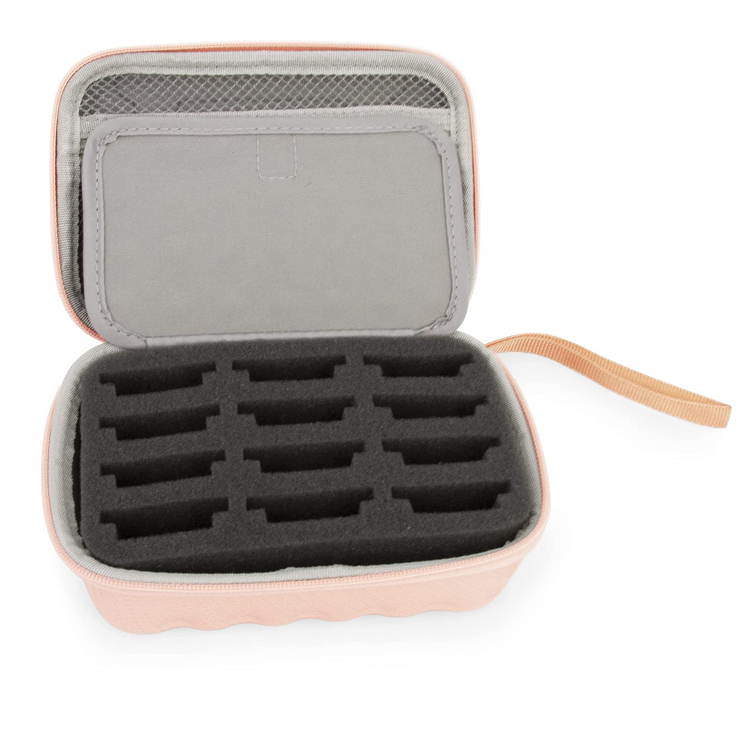 CASEMATIX Rose Gold Clipper Blade Holder Case for 12 Blades - Protective Barber Blade Storage Organizer with Foam Insert | Perfect for Salon, Barber Shop & Home Hair Cutting Tools Organization