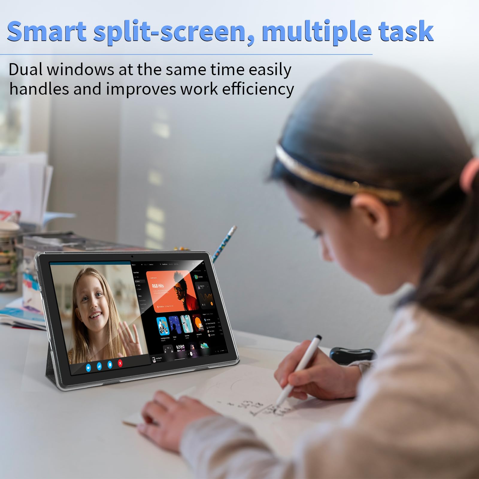 2023 New Android 13 Tablet - 10 Inch 2-in-1 Tablet with 6GB RAM, 64GB ROM, 1TB Expandable Storage, Quad-Core Processor, WiFi 6 & Bluetooth - Includes Keyboard & Mouse, GMS Certified IPS Touch Screen (Blue) - Perfect for Work, Study & Entertainment