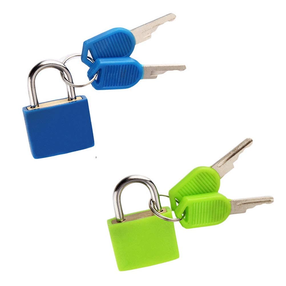 Pengxiaomei 4-Pack Mini Suitcase Locks with Key - 4 Colors Small Padlocks for Backpack, Luggage, Gym Lockers & School Bags (1.2×0.9 Inch) - Secure Travel, School & Sports Gear