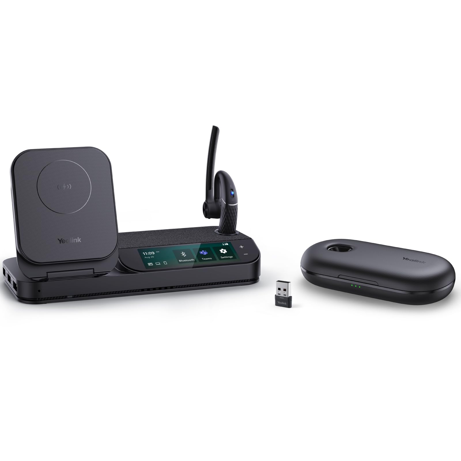 Yealink BH71 Wireless Bluetooth Headset with Noise Canceling Mic - Office Headset with Speakerphone, Wireless Charging Pad & Case - Compatible with Desk Phones, PC, Teams & Zoom - Perfect for Remote Work & Video Conferencing
