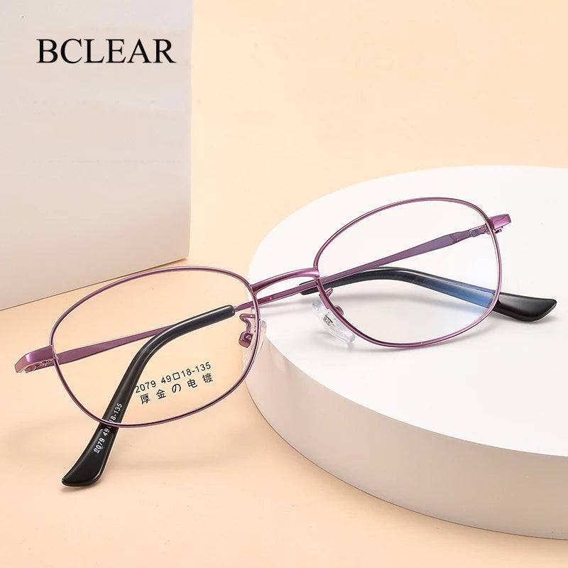 Bclear Women's Full Rim Small Oval Square Alloy Eyeglasses My2079 - Stylish Lightweight Frame for Work, Reading & Everyday Use