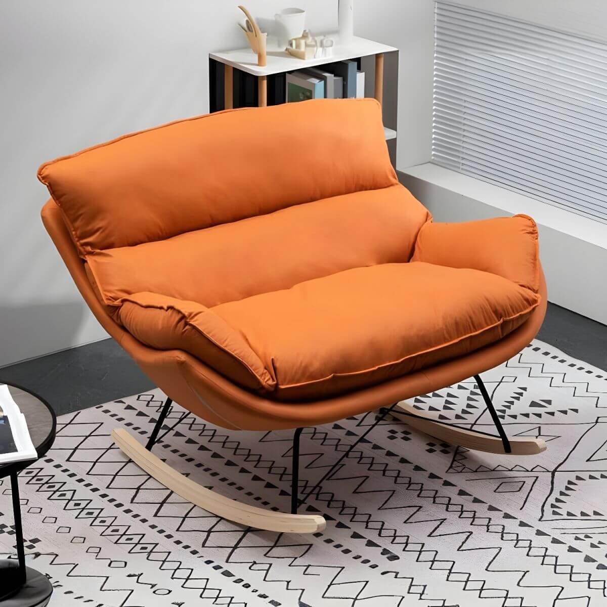 Comfortable Indoor Light Wood Rubberwood Spindle Rocking Chair - Scratch Resistant with Removable Cushions - Perfect for Nursery, Living Room & Relaxation