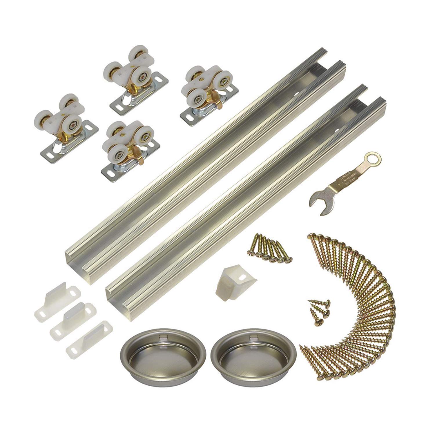Johnson Heavy Duty Pocket Door Hardware Kit - 60 Inch 2-Door System with Smooth Roller Mechanism (111SD Model) - Perfect for Modern Homes, Office Partitions & Space-Saving Room Dividers