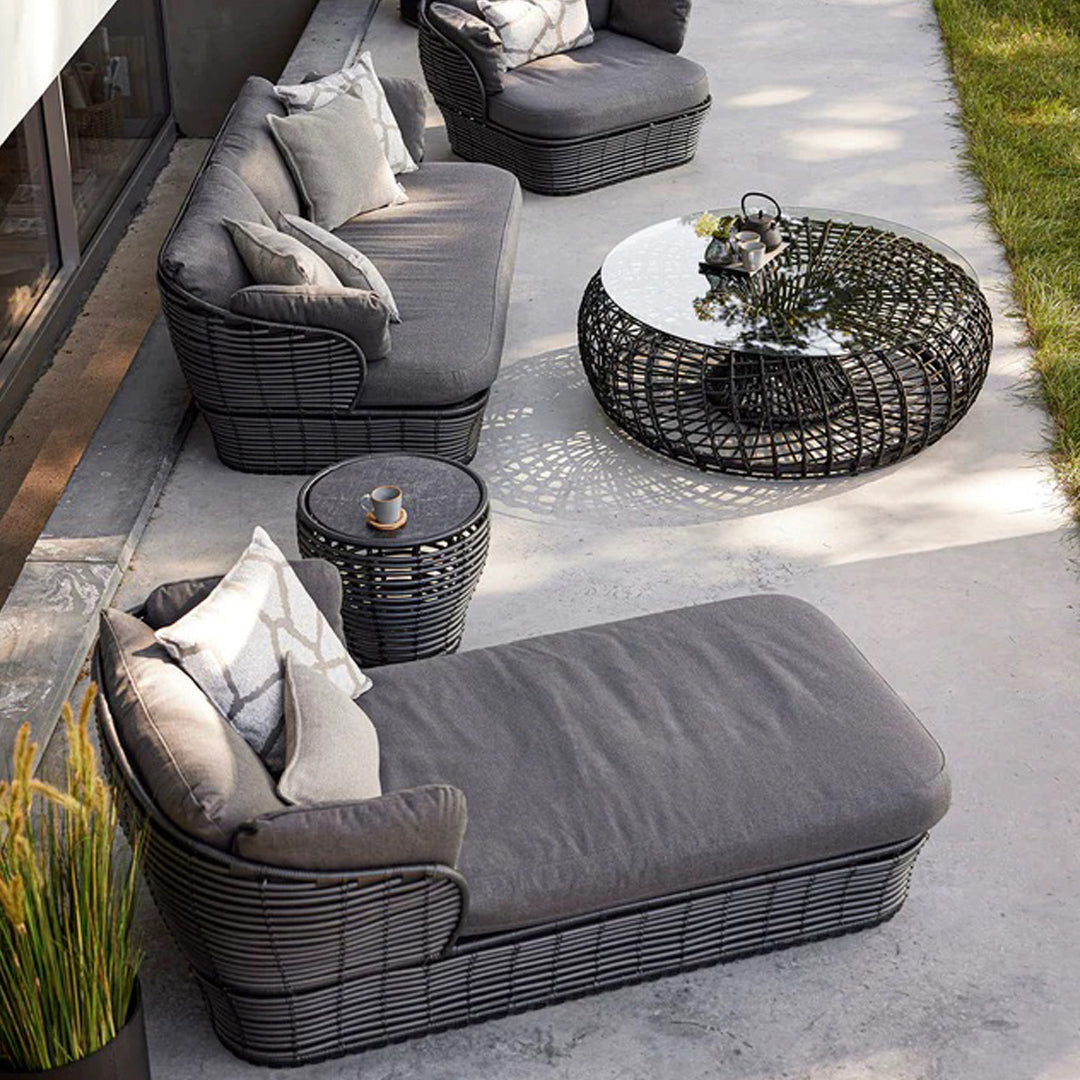 Soren Rose Studio Woven Cane Basket Daybed - Boho Chic Rattan Bed for Living Room, Bedroom, or Outdoor Patio - Perfect for Relaxing, Lounging & Stylish Home Decor