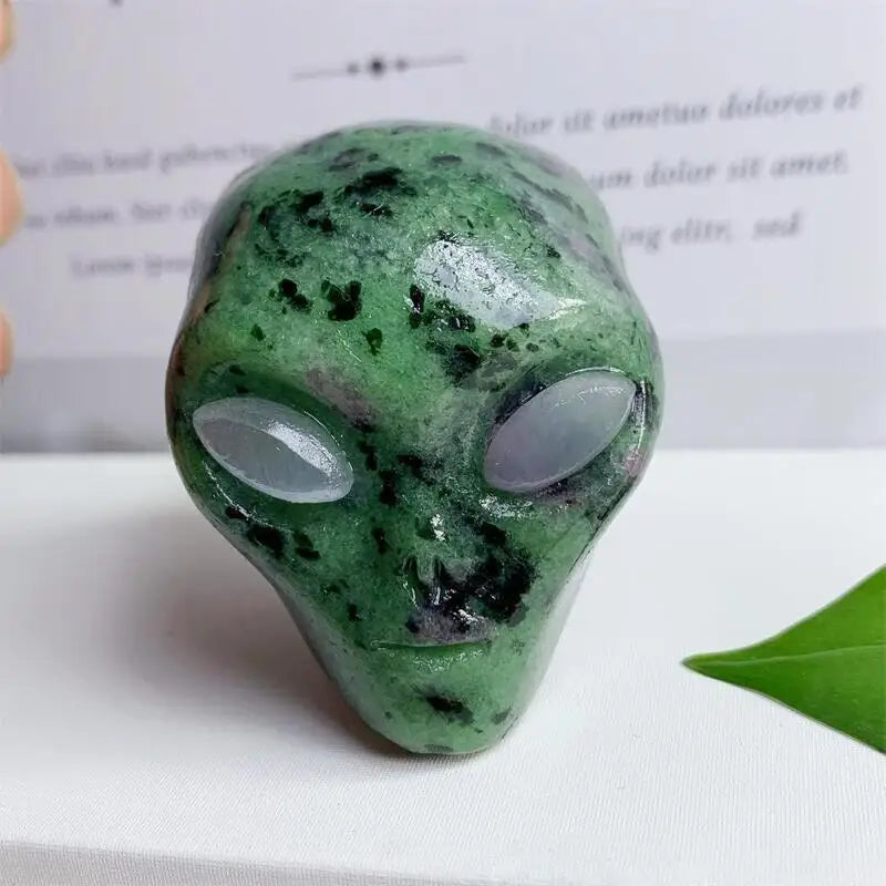 2 Inch Natural Ruby in Zoisite Alien Skull Crystal Carving - Healing Energy Stone for Meditation, Reiki & Home Decor - Unique Christmas Gift (1PC)