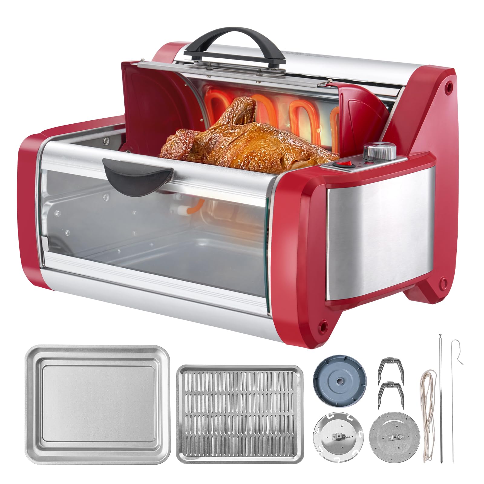 VEVOR Electric Shawarma Grill Machine - Stainless Steel Countertop Gyro Rotisserie Oven for Chicken, Doner Kebab & Meat - Perfect for Home Kitchens, Restaurants & Party Catering | Commercial-Grade Broiler for Middle Eastern Cuisine & Food Trucks