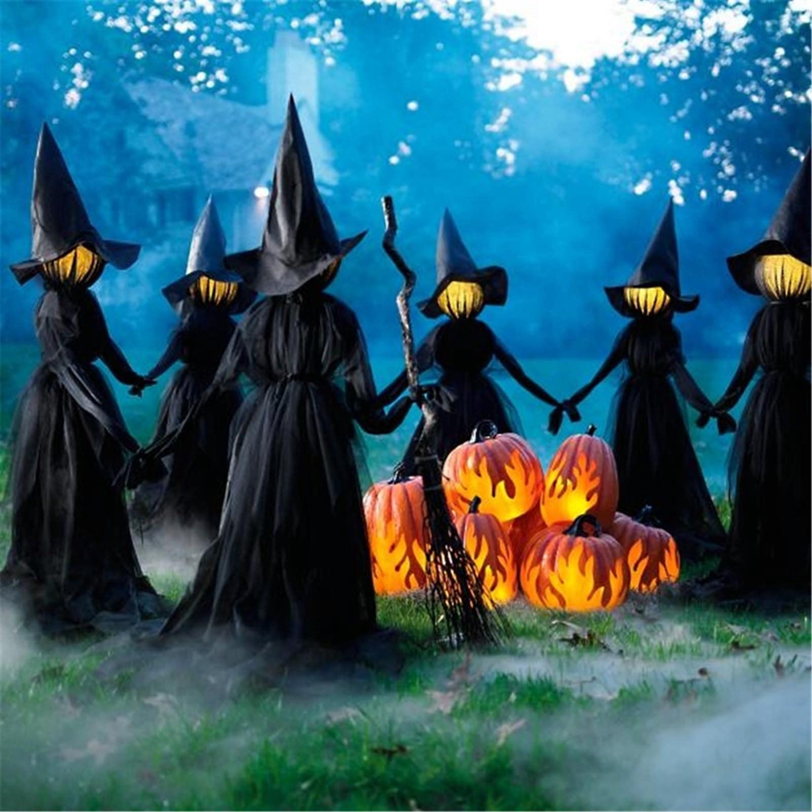 LED Halloween Witch Light Decoration with Sound Effects - Outdoor Halloween Yard Decor for Garden, Lawn, and Patio - Spooky Party Lighting for Trick or Treat