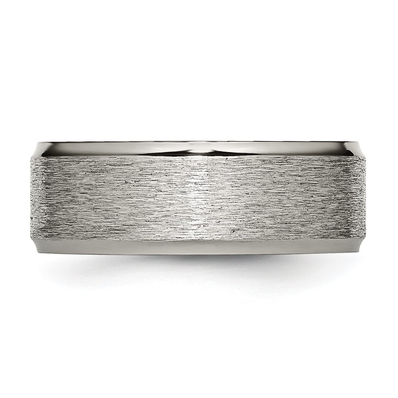 IceCarats 8mm Titanium Wedding Band Ring for Men - Classic Plain Design with Ridged Edge - Durable & Comfort Fit for Everyday Wear, Anniversary, Proposal & Special Occasions