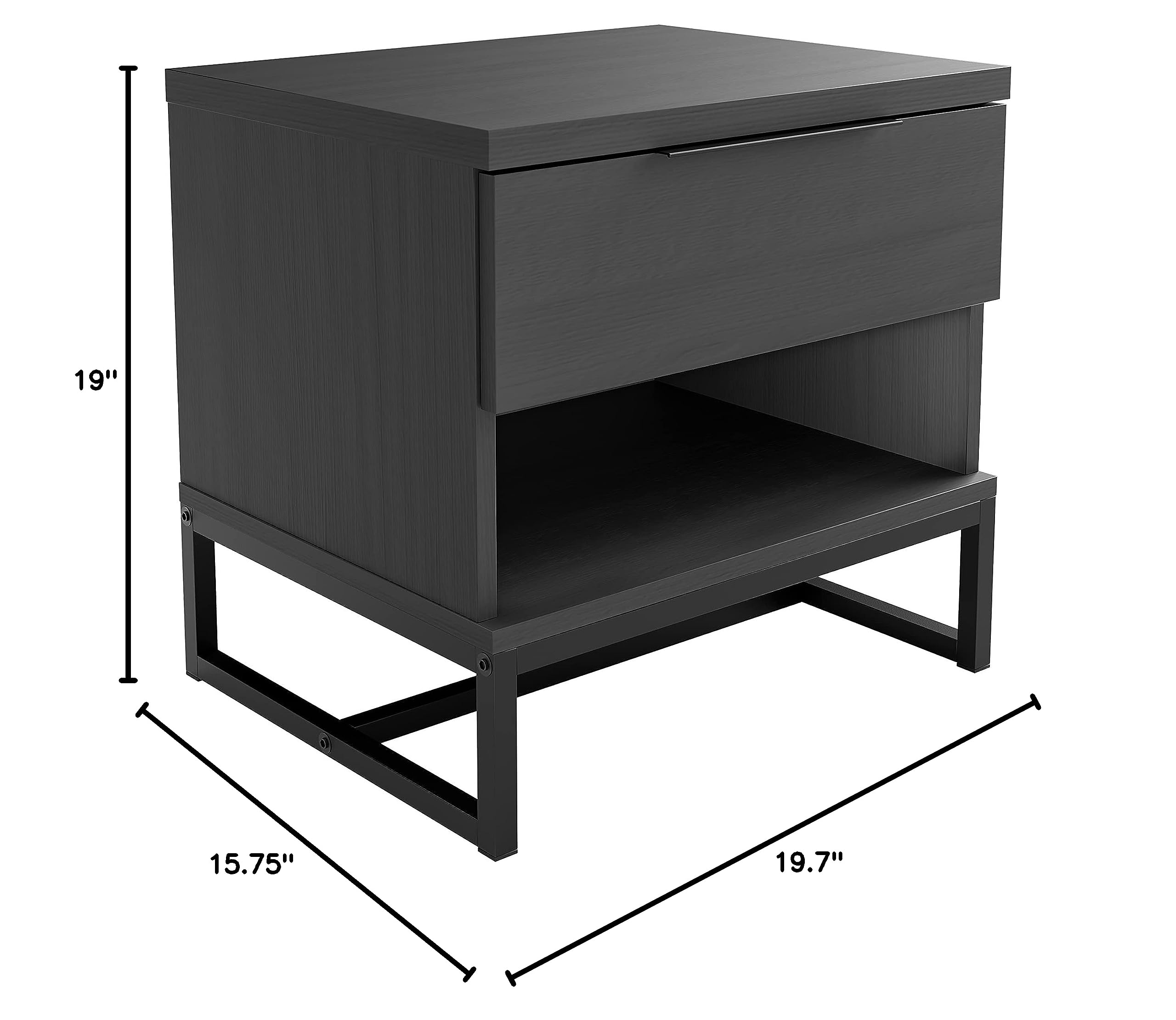 Boyd Sleep Catania Contemporary Wood Finish 5-Piece Drawer Nightstand - Modern Black Bedside Table for Bedroom, Living Room & Guest Room Storage