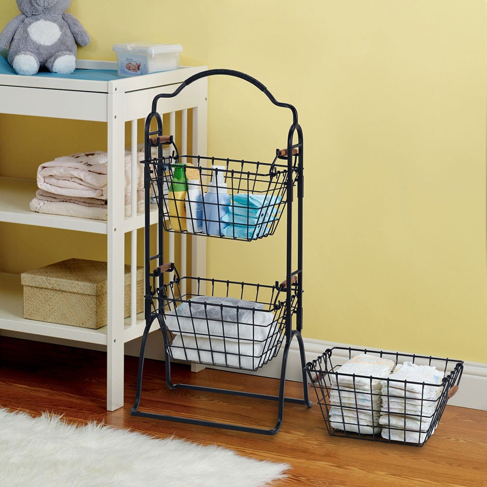3-Tier Adjustable Standing Storage Rack - Space Saving Organizer for Kitchen, Bathroom & Office - Heavy Duty Metal Shelving Unit for Home Organization