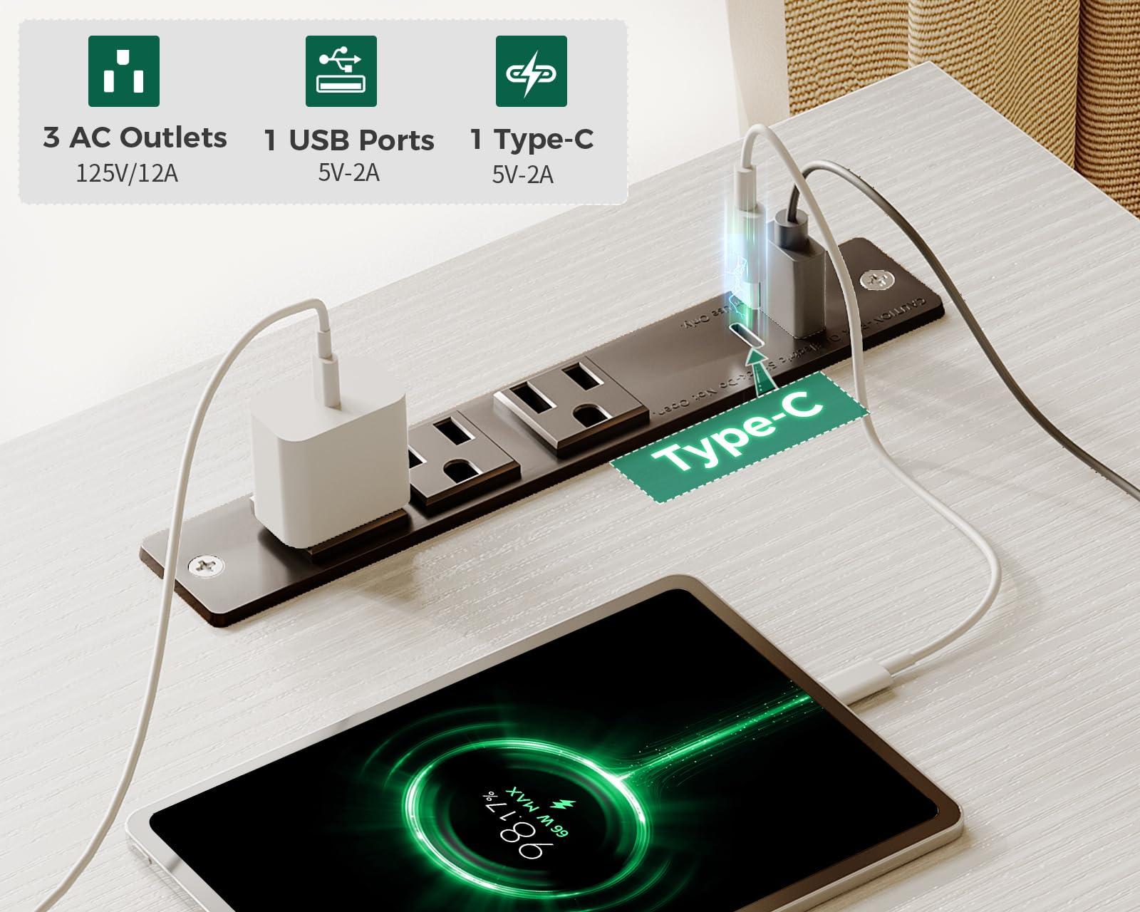 AODK 48 Inch Small Computer Desk with Power Outlets & USB Charging Port, Home Office Desk with Storage Shelves, Space-Saving Student Laptop Desk for Small Spaces - Perfect for Home Office, Study Room, Dorm & Kids Bedroom (White)