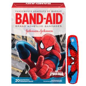 Spider-Man Band-Aid Adhesive Bandages, 20 Count - Fun Decorative Wound Care for Kids, First Aid for Cuts & Scrapes at Home, School & Outdoor Activities