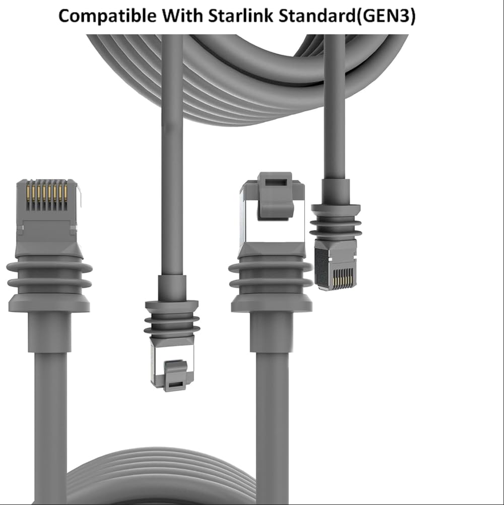 Starlink Gen 3 Replacement Cable 100FT/30.5M - Waterproof Satellite Extension Cord for Starlink Rectangular Dish (V3 Standard) | Perfect for Rural Internet, RV Travel & Off-Grid Connectivity
