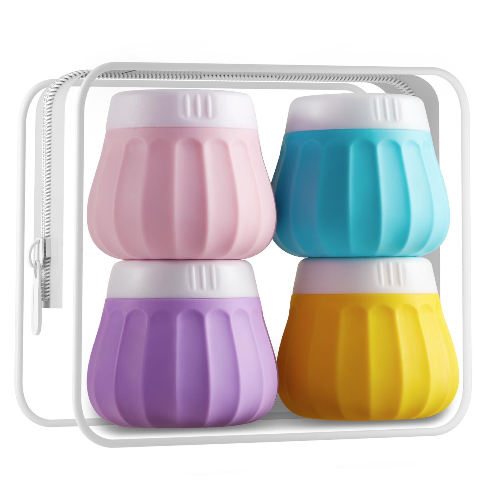 INSFIT Silicone Travel Containers for Toiletries - TSA Approved Leak Proof Cosmetic Jars (3-Pack) | BPA Free Cream Containers for Face Lotion, Shampoo & Skincare | Perfect for Air Travel, Gym Bag & Vacation Essentials