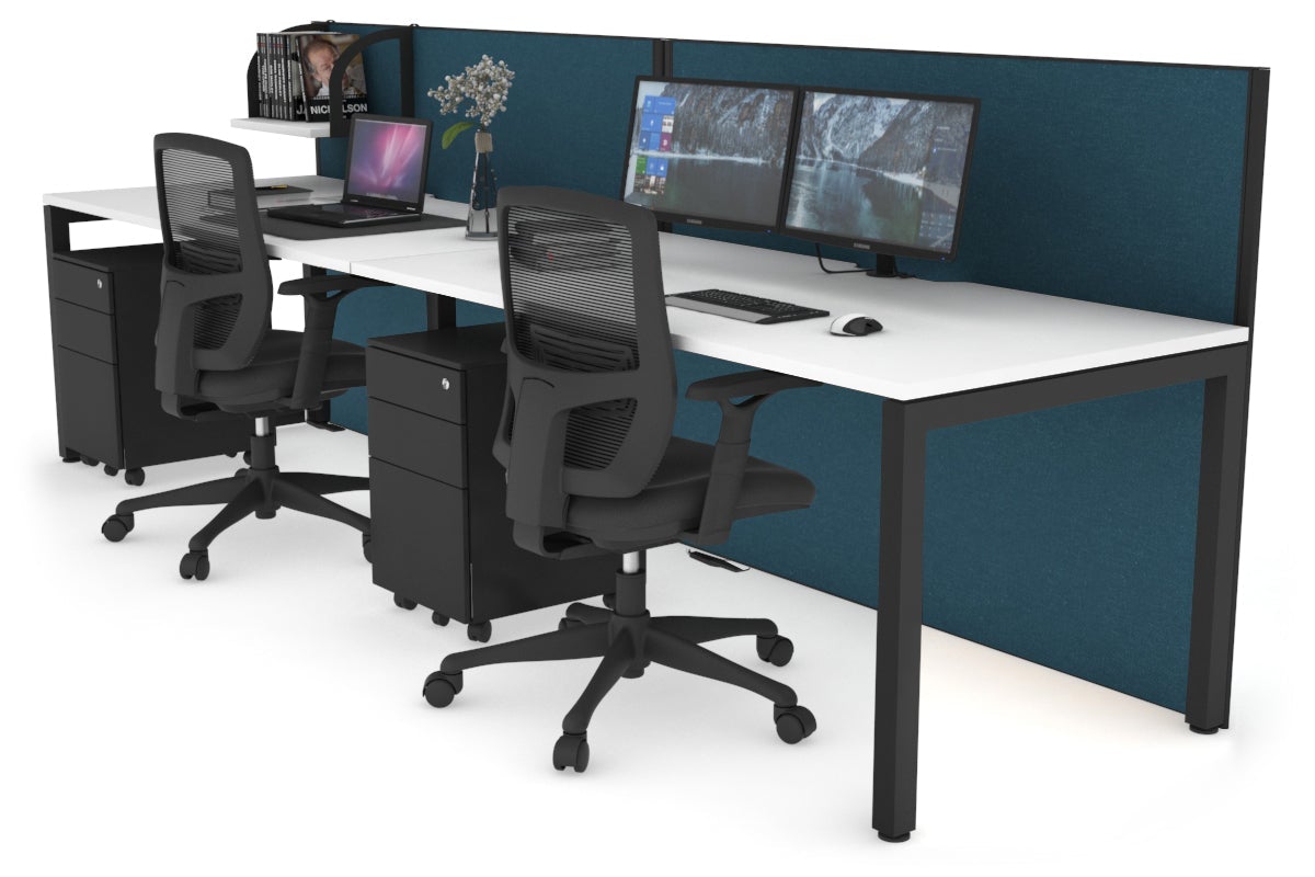 Horizon Quadro 2 Person Office Workstation with Square Legs - 1800L x 800W Dimensions, Cable Management Scallop - Perfect for Shared Workspaces & Collaborative Office Environments