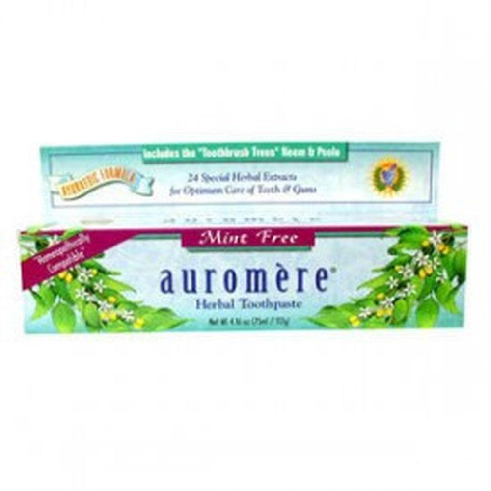 Flora Auromere Ayurvedic Herbal Toothpaste - Mint Free 75mL | Natural Tooth Care for Sensitive Teeth & Gum Health | Perfect for Daily Oral Hygiene & Ayurvedic Lifestyle