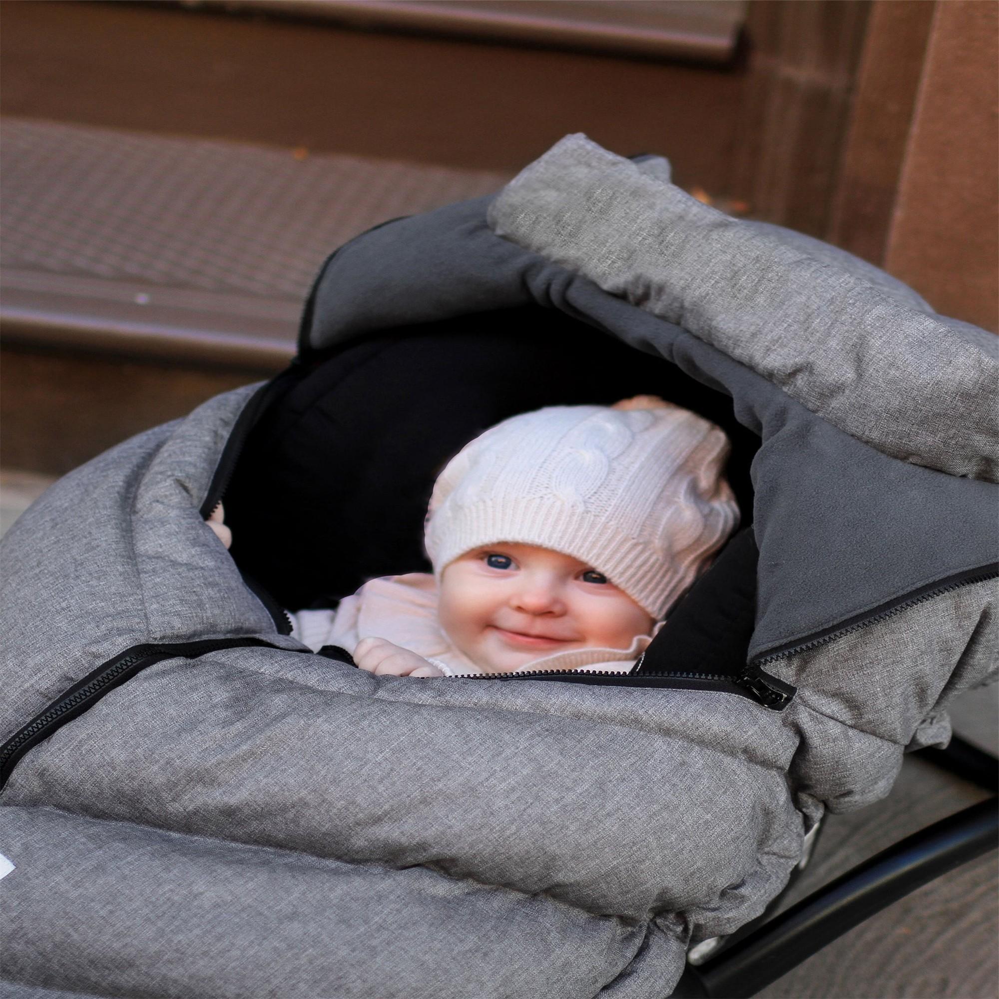 7AM Enfant Car Seat Cocoon - Premium Baby Car Seat Cover for Winter, Heather Gray - Soft & Warm Infant Car Seat Protector for Cold Weather - Perfect for Strollers, Shopping, and Outdoor Adventures