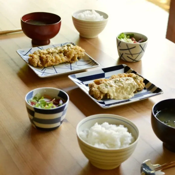 Premium Japanese Hasami Yaki Square Plate Set - 7-Piece Ceramic Dinnerware with Various Traditional Patterns | Elegant Table Setting for Dining, Entertaining & Home Decor