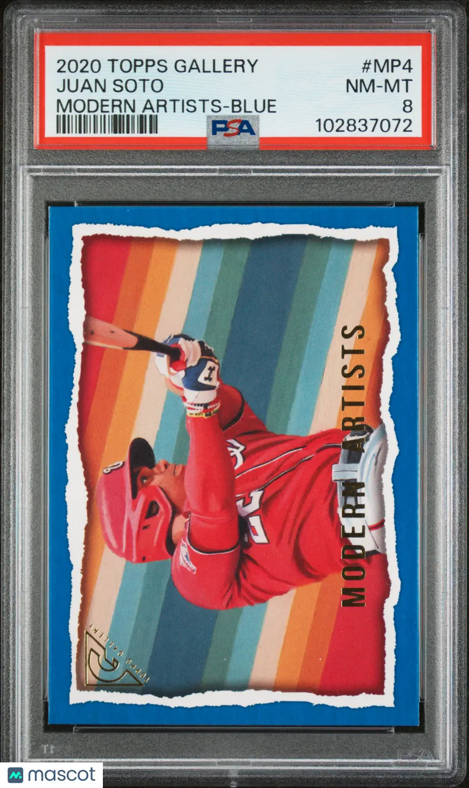 2020 Topps Gallery Modern Artists Blue Juan Soto PSA 8 /99 Baseball Card - Rare Collectible for Sports Memorabilia & Investment, Perfect for Display in Home Office or Man Cave