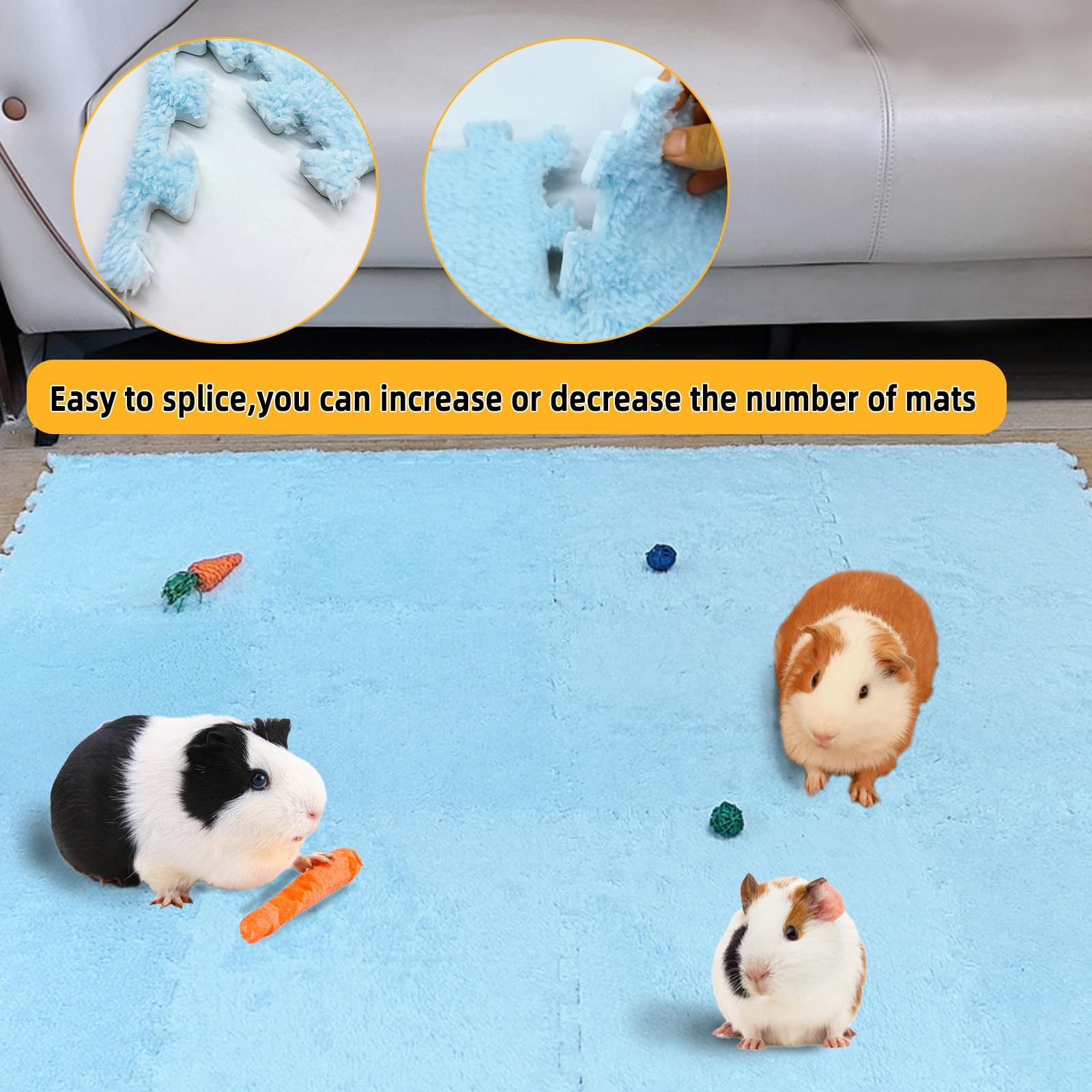 12Pcs Guinea Pig Fleece Cage Liners - Reusable Rabbit Bedding Pads with Edging, Soft Washable Small Animal Mats for Guinea Pigs, Rabbits, Hamsters (11.8