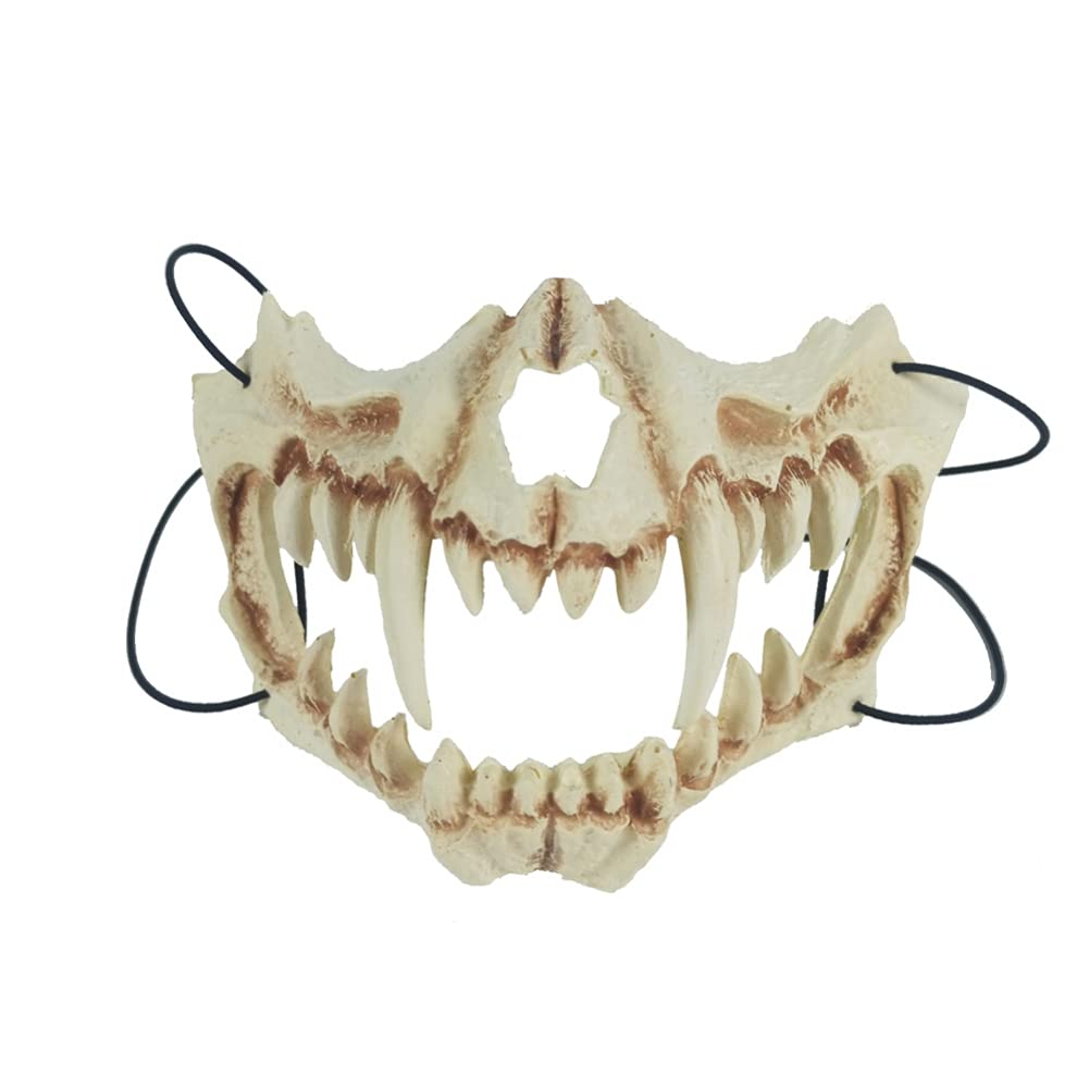 Scary Halloween Mask for Adults - Japanese Style Skeleton Tiger Bone Mask, Fierce Animal Costume Mask for Carnival & Masquerade Parties - Perfect for Halloween, Cosplay, and Themed Events