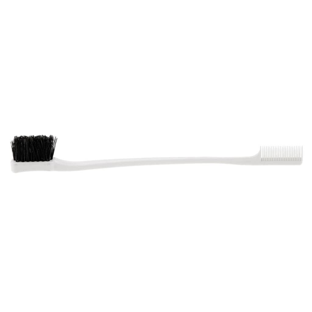 VMS INDIA 7-Inch Double Sided Edge Control Hair Brush - Styling Comb for Smooth Edges & Flyaways - Perfect for Natural Hair, Braids, Weaves & Wigs (White)