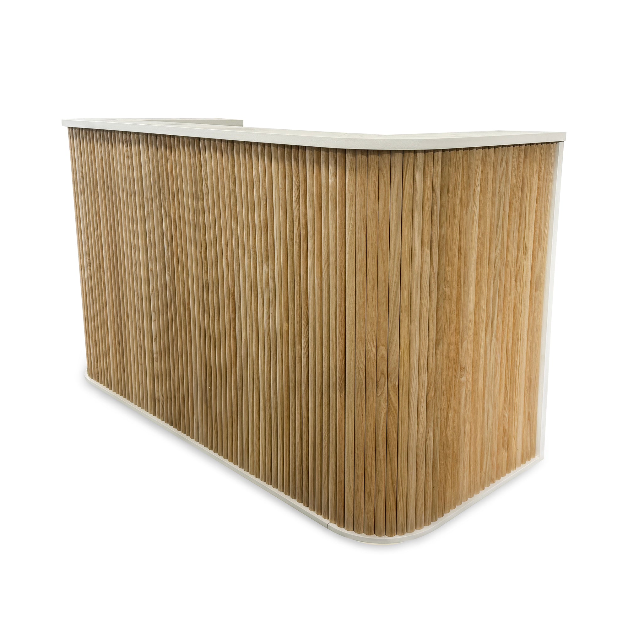 Premium HALO 180cm Reception Desk - Solid Oak & White Finish - Perfect for Office, Hotel, and Corporate Lobby Reception Areas
