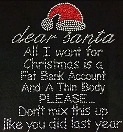 Christmas Rhinestone Iron-On T-Shirt Transfer - All I Want for Christmas Holiday Design - Perfect for DIY Holiday Apparel, Party Outfits & Festive Gift Giving