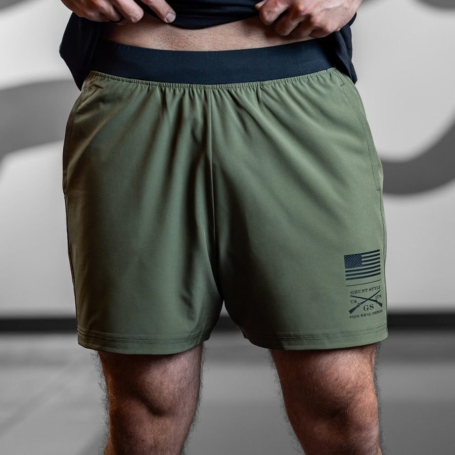 Men's Military Green Training Shorts - Lightweight, Breathable & Quick-Dry Workout Shorts for Gym, Running & Outdoor Sports