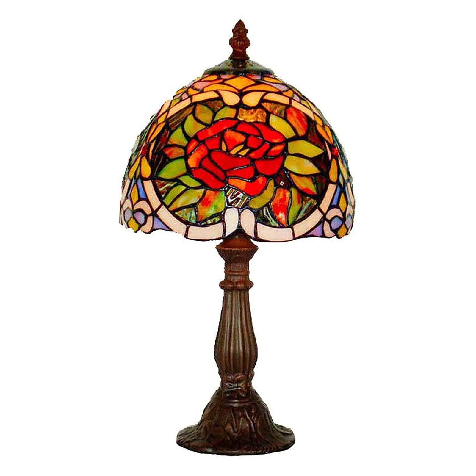 XYYRYS 8-Inch Romantic Rose Table Lamp - Art Glass Desk Light with Pastoral Flower Design for Reading, Bedroom, Living Room & Bar Lighting - Perfect for Cozy Nights, Home Decor & Office Workspace