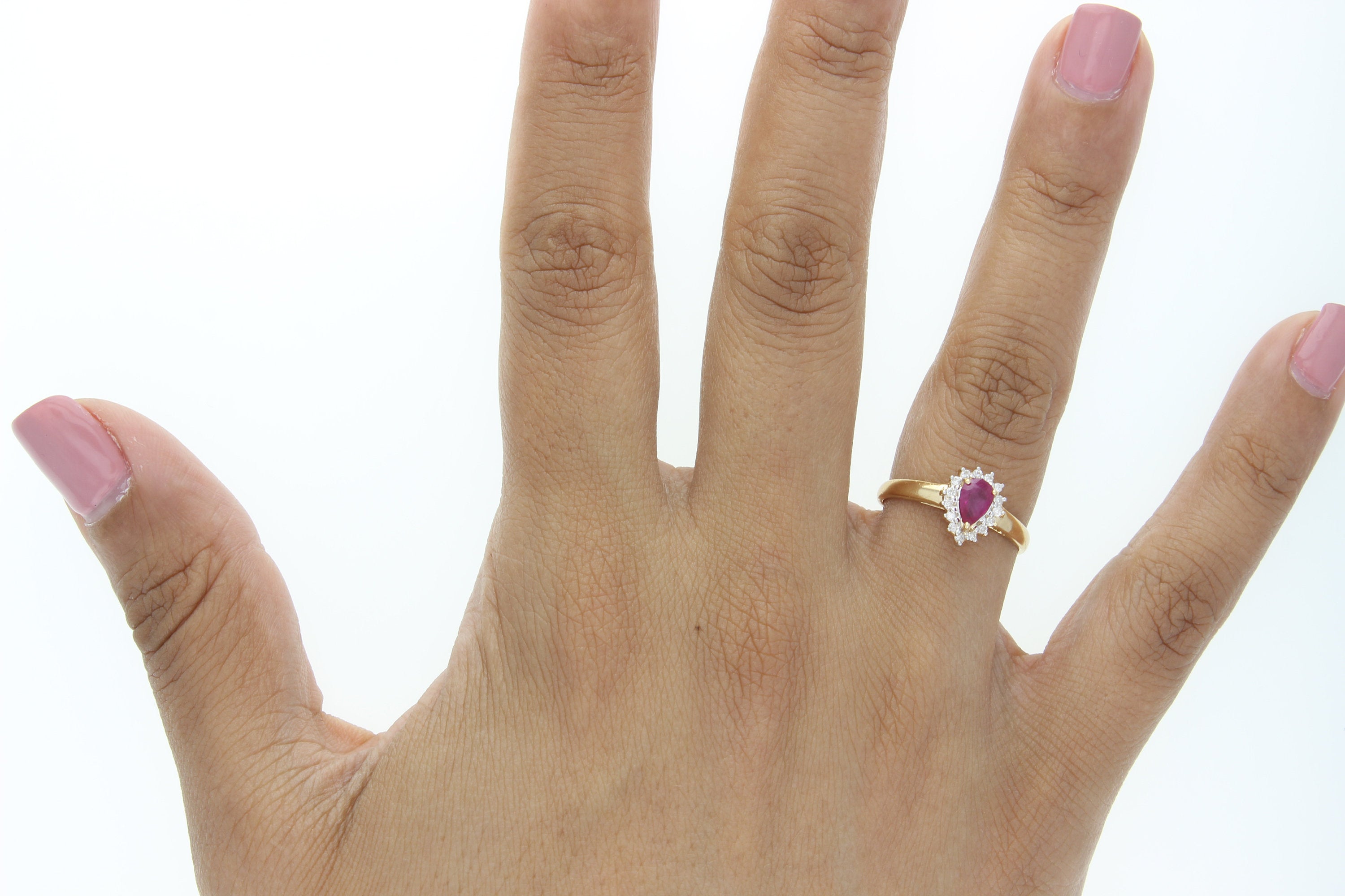 Exquisite Pear Shaped Ruby Diamond Halo Engagement Ring - 14K White Gold Vintage Style Jewelry for Women, Perfect for Anniversary, Proposal & Special Occasions