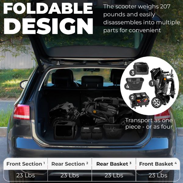 Gladiator 4 Wheel Bariatric Mobility Scooter - Heavy Duty Electric Wheelchair for Adults with 500 lbs Capacity - Ideal for Indoor & Outdoor Use, Travel, Shopping, and Daily Mobility Assistance