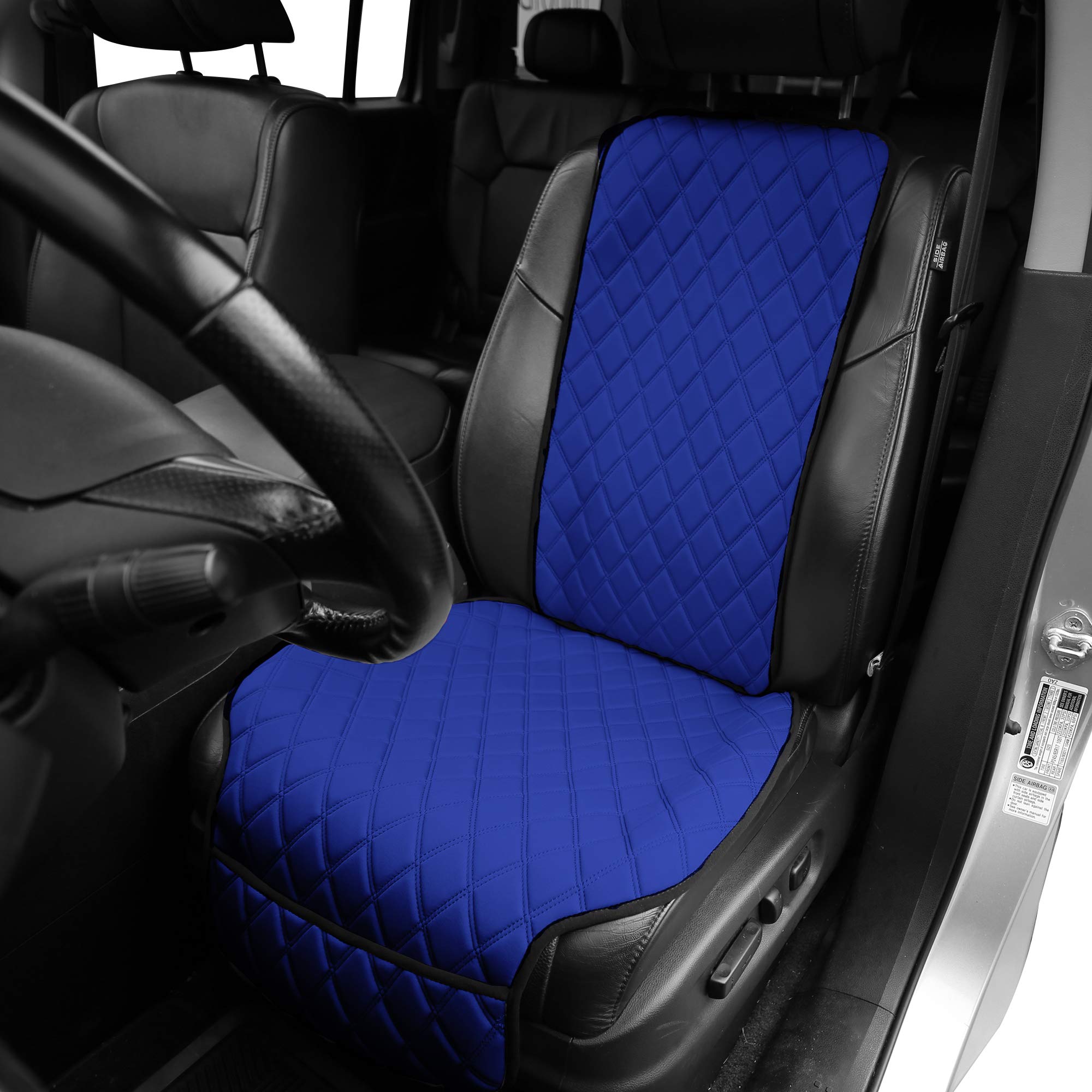 Premium Universal Car Seat Covers - Airbag Compatible Neo Supreme Luxury Diamond Design Front Seat Protectors (Blue, Single) | Perfect for Daily Commute, Road Trips & Protecting Leather Seats