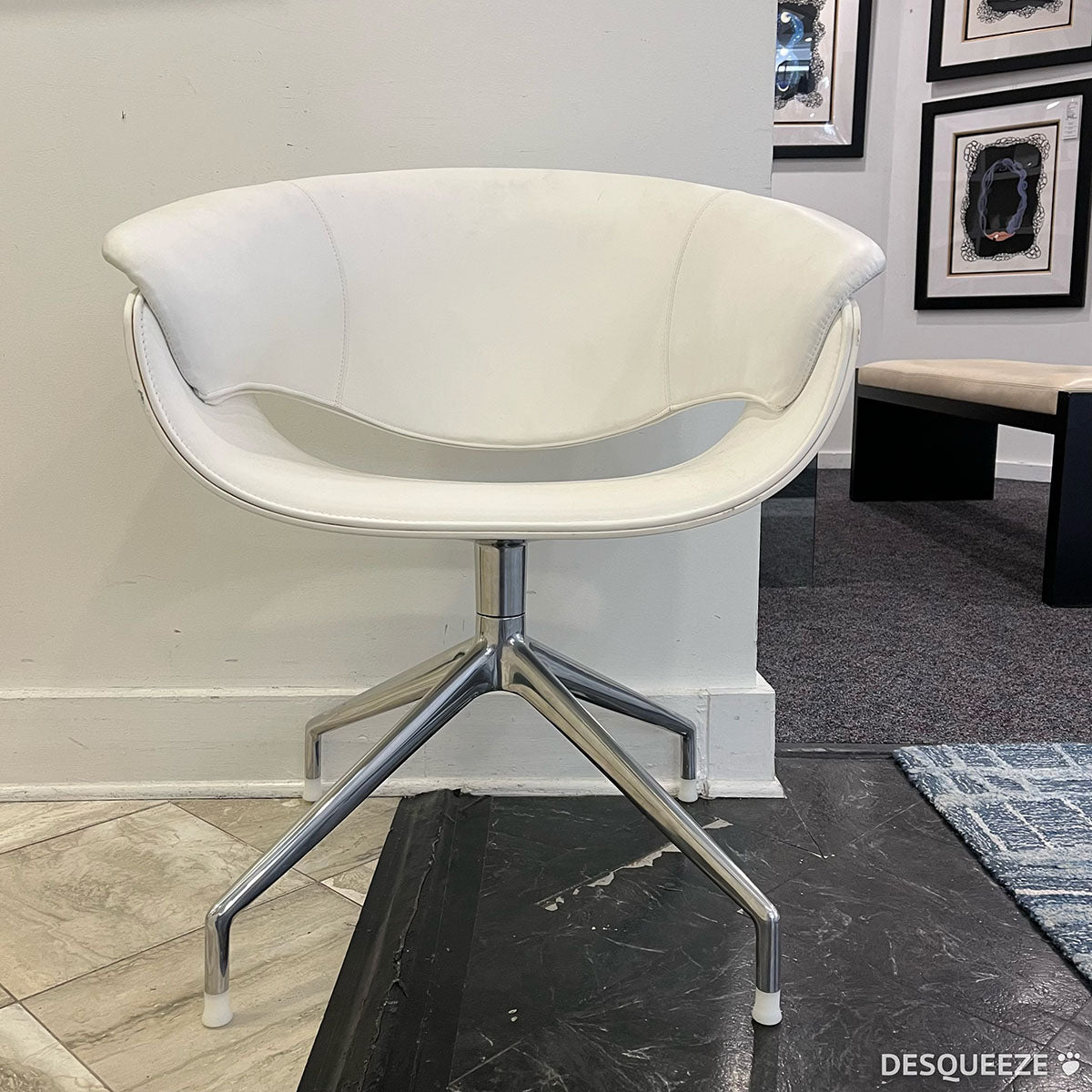 Set of 6 White Leather Dining Chairs - Modern PU Leather Upholstered Side Chairs for Kitchen, Dining Room, Restaurant & Office - Comfortable & Stylish Seating Solution