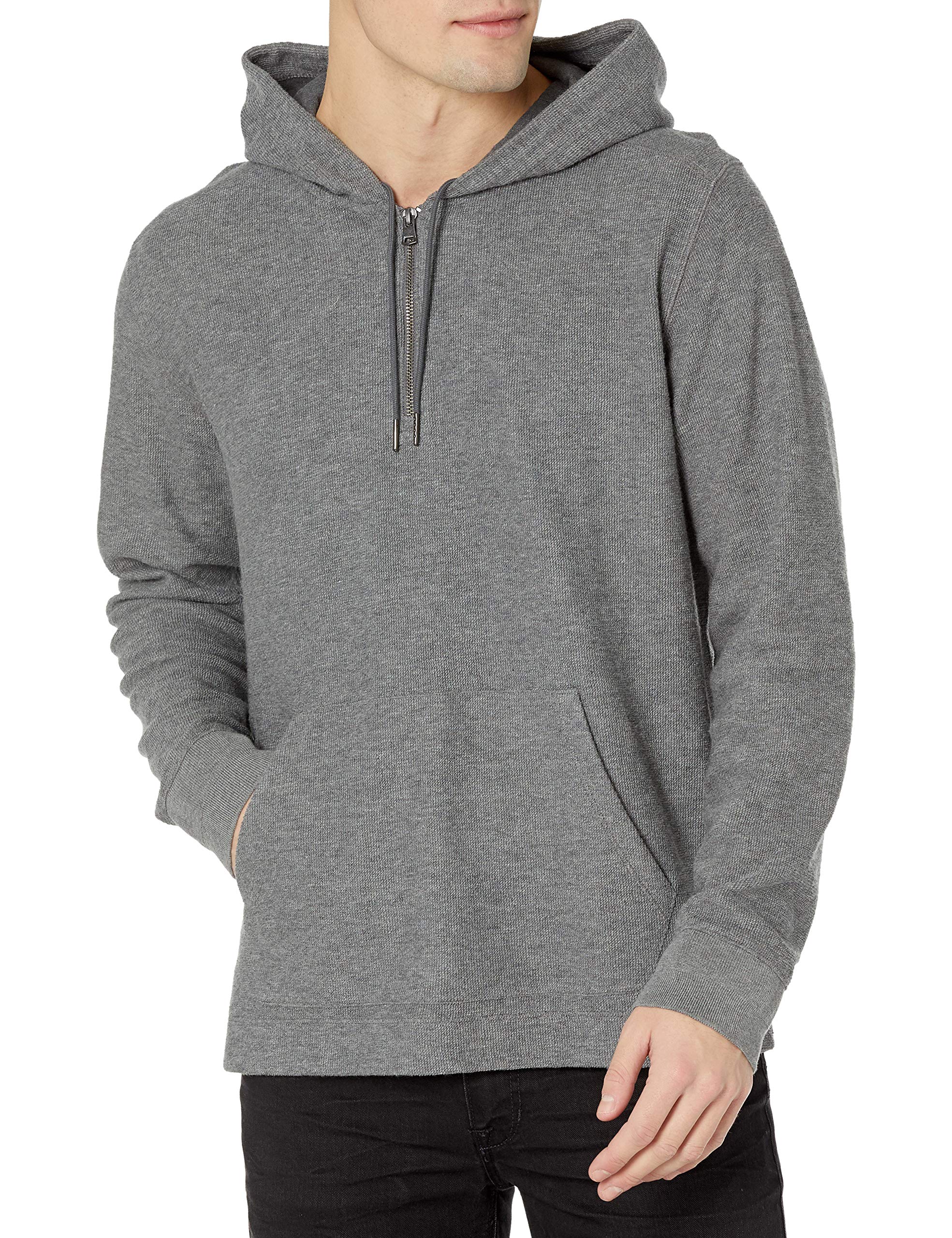 Vince Men's Textured Quarter Zip Hoodie Sweatshirt | Soft Fleece Pullover for Casual Wear & Outdoor Activities | Perfect for Fall, Winter & Layering