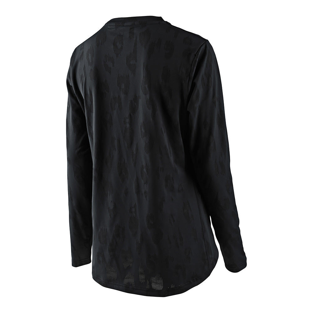 Lilium Women's Long Sleeve Jersey Jacquard Top in Black - Perfect for Casual Wear, Office Outfits & Layering