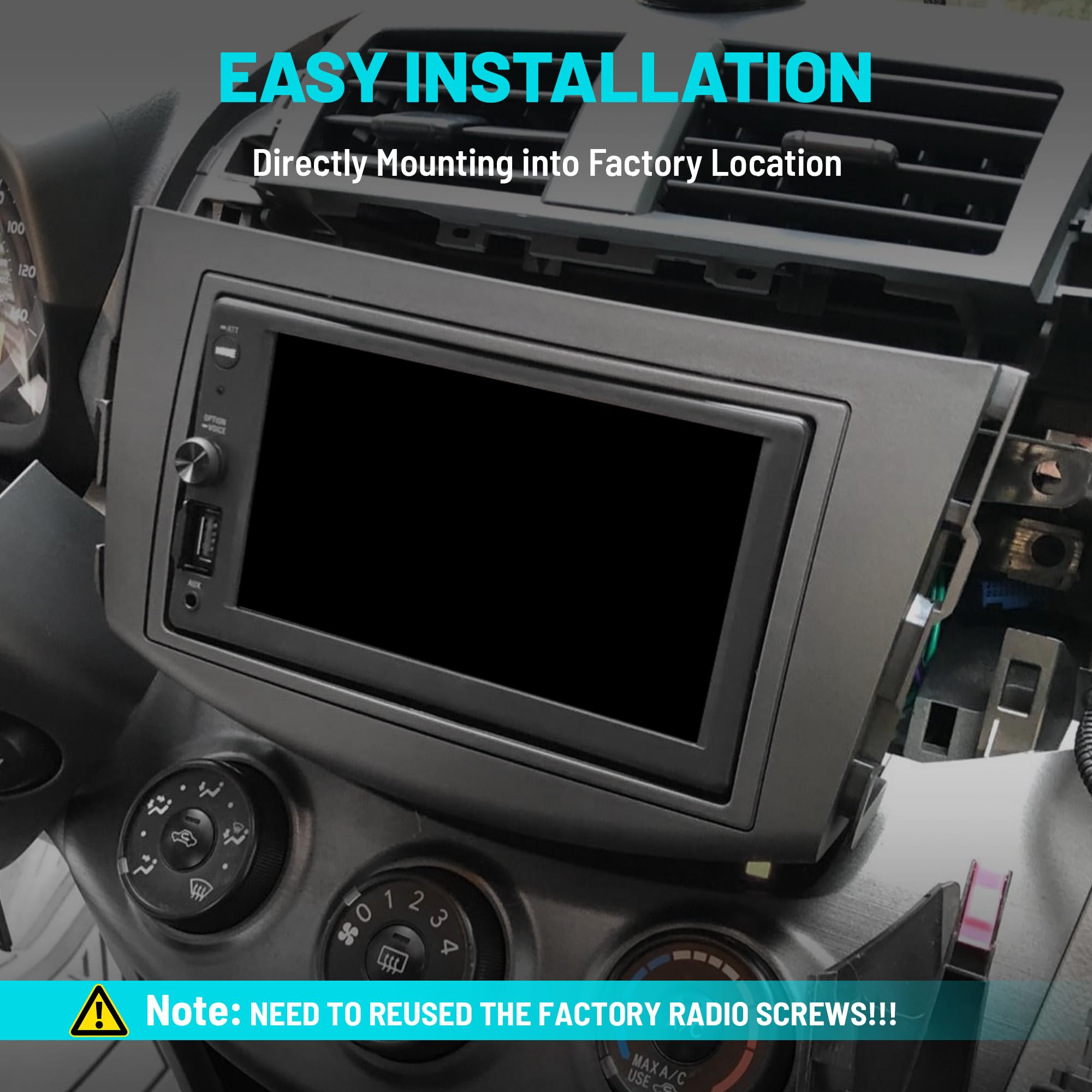2006-2012 Toyota RAV4 Double DIN Radio Dash Kit - Universal Stereo Installation Mounting Bracket for Aftermarket Car Audio | Perfect for Upgrading Factory Head Unit to Touchscreen Navigation System