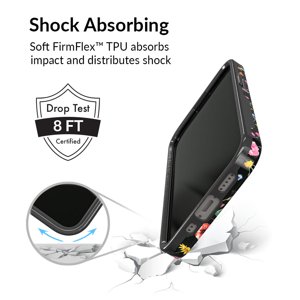Black Wildflower iPhone Case - Durable Slim Protective Cover for iPhone [Model] - Perfect for Everyday Use, Travel & Outdoor Adventures