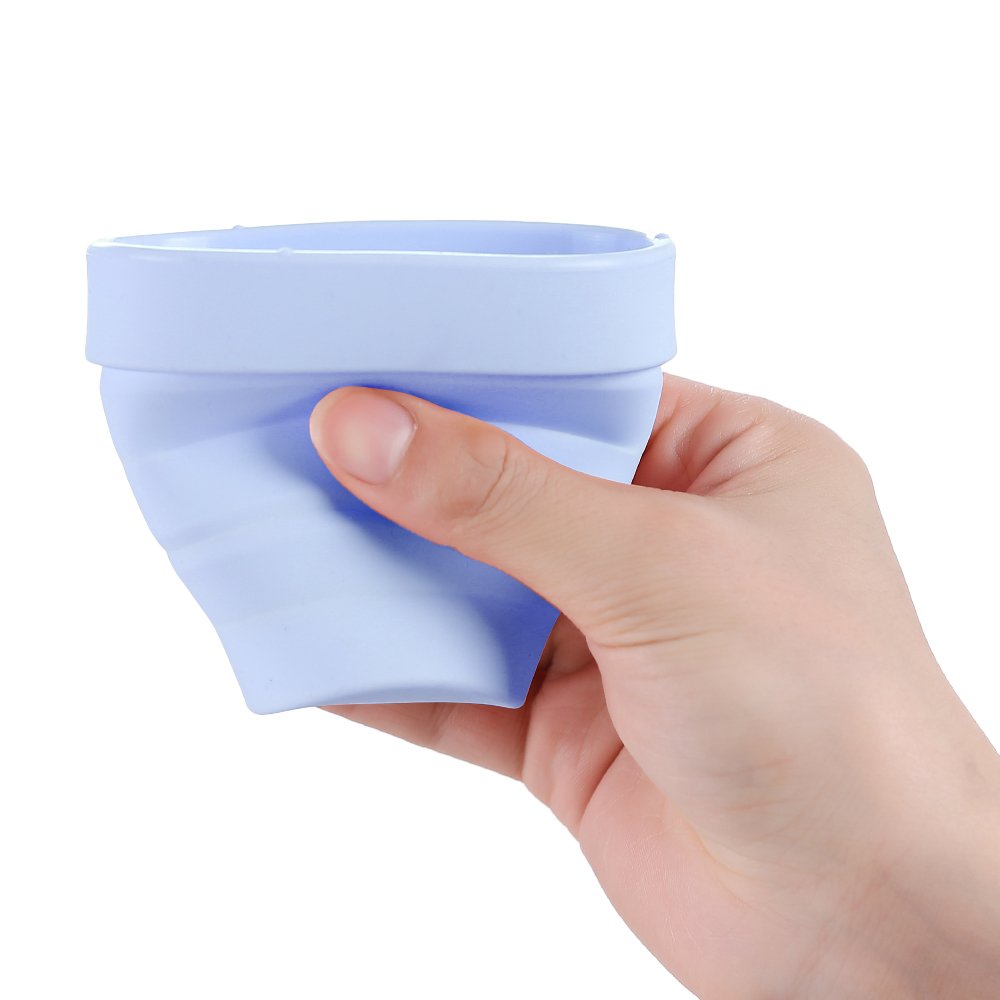 LUCKY CLOVER Foldable Silicone Menstrual Cup Sterilizer and Storage Case - Portable Travel-Friendly Design for Diva Cup & Menstrual Cups (Cute Blue) | Perfect for Home, Travel, and On-the-Go Hygiene